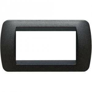Livinglight placca 4 moduli nero grafite cornice nera l4804gfn