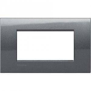Livinglight placca 4 moduli colore  acciaio lna4804ac