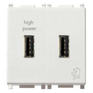 Plana unita' alimentazione 5v 2,1 a per dispositivi elettronici, 2 uscite usbfrontali  bianco 14295