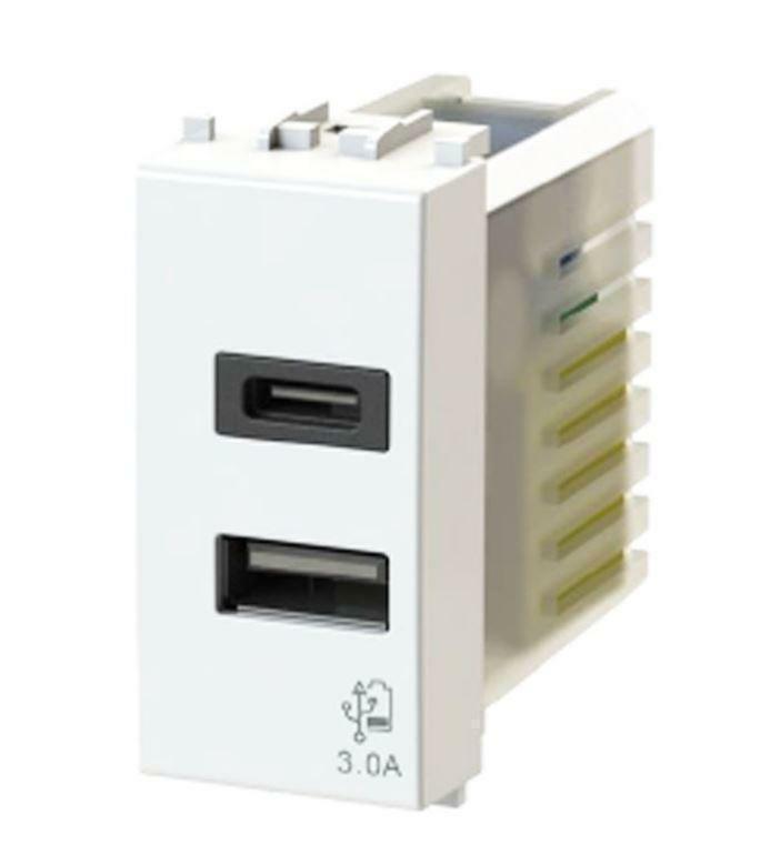 4 box 4 box presa usb con connettore tipo c e tipo a 3.0a gewiss chorus bianco 4b.g10.usb.30 - foto 1