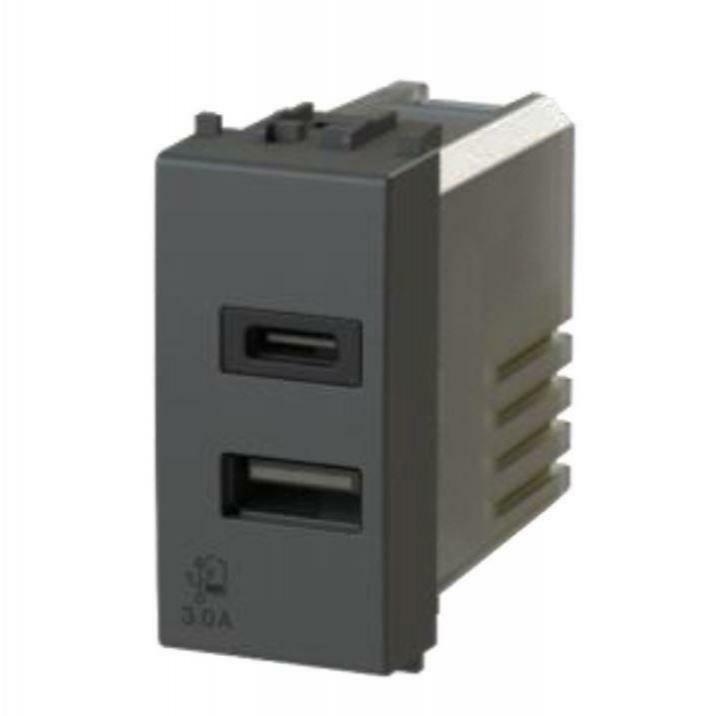 4 box 4 box presa usb con connettore tipo c e tipo a 3.0a gewiss chorus nera 4b.g12.usb.30 - foto 1
