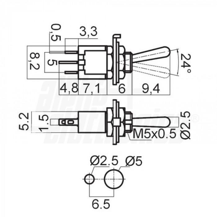 Interruttore deviatore a levetta Alpha Elettronica Subminiatura 1P 1.5A - 310-002 02