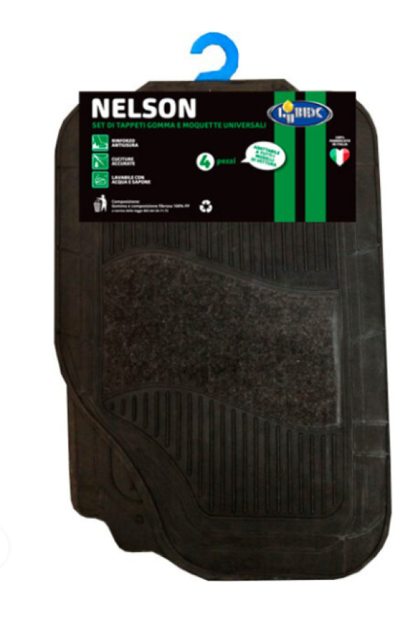 Tappeti universali per auto Lubex Nelson gomma e moquette nero 4pz - 14786 01