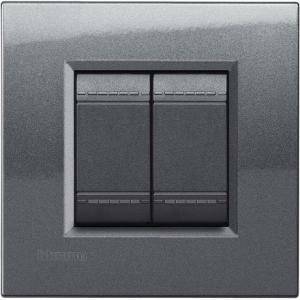 Livinglight placca 2 moduli colore acciaio lna4802ac