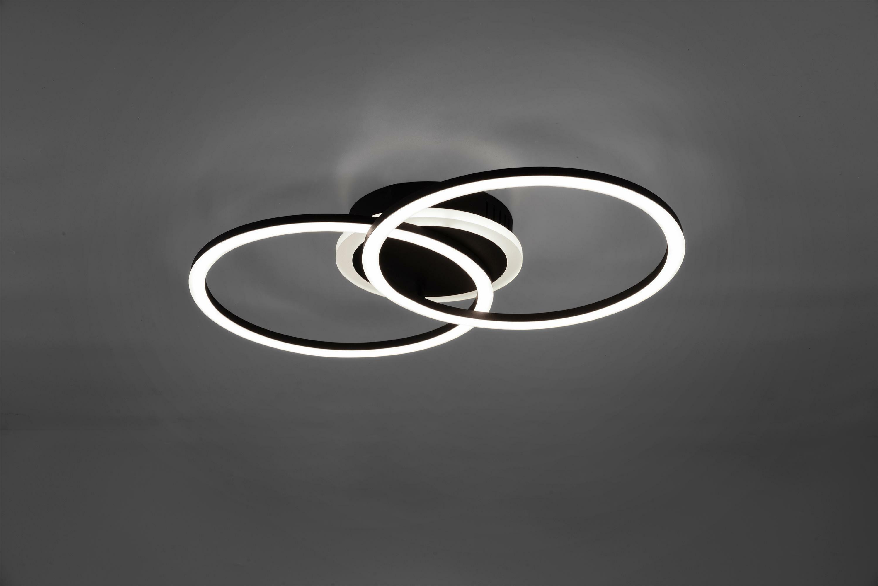 trio lighting venida plafoniera led doppio cerchio nero opaco con luce centrale regolazione intensita' interruttore l.50cm r62783132 - foto 1