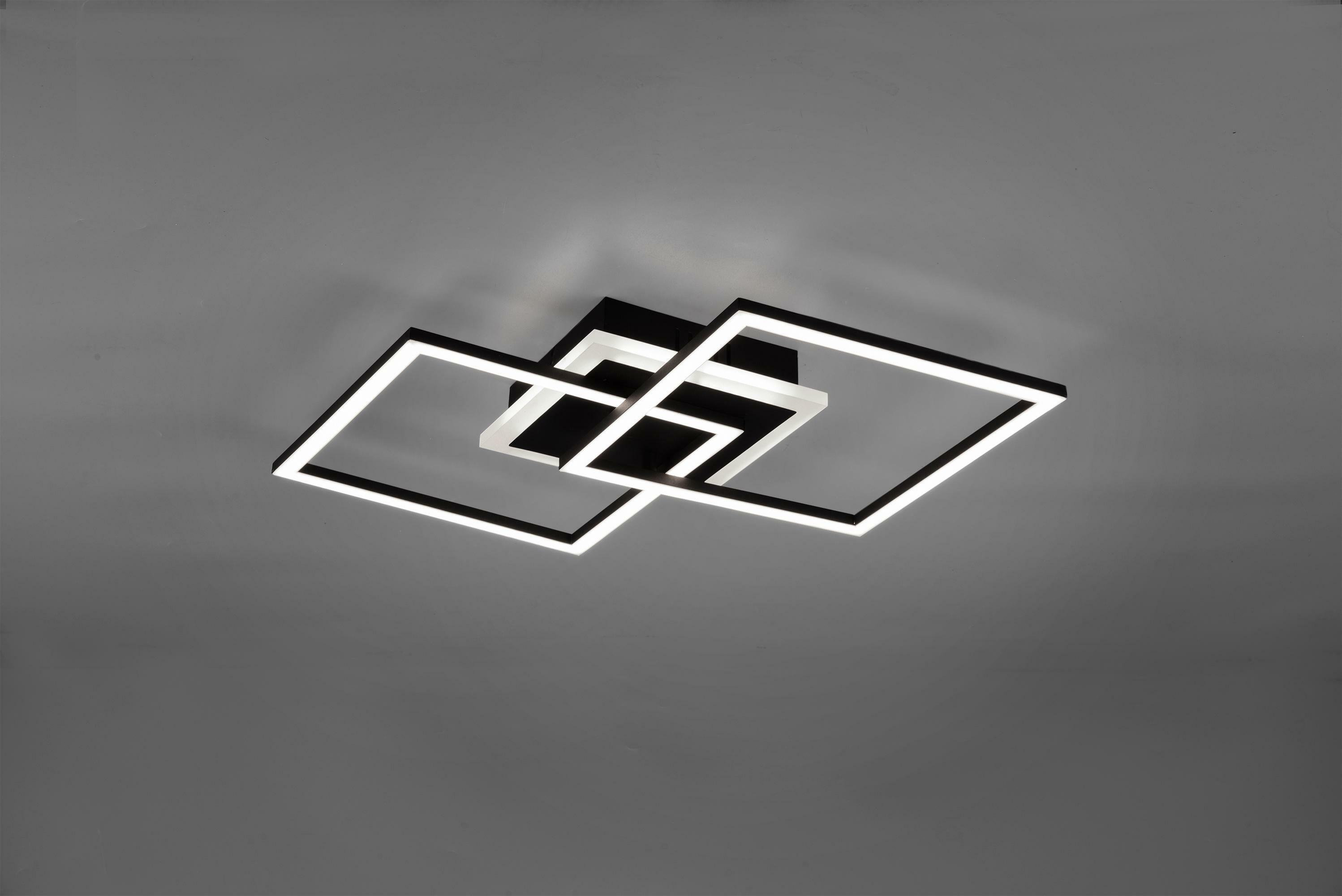 trio lighting venida plafoniera led doppio quadrato nero opaco con luce centrale regolazione intensita' interruttore l.58cm r62793132 - foto 1