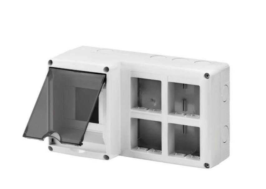 Contenitore protetto Gewiss 4 moduli Din + 8 posti IP40 grigio - GW27072 01