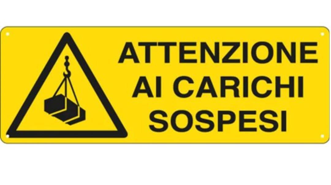 Cartello in alluminio Cartelli Segnalatori testo Attenzione ai carici sospesi- EF1751K 01