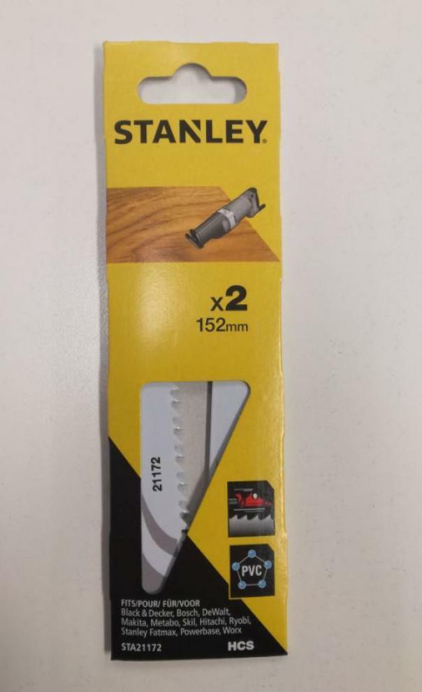 Set 2 Lame STANLEY per Seghetto Alternativo (Gattuccio) per Taglio Veloce del Legno Lunghezza 152 mm - STA21172-XJ 01