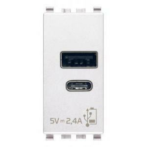 Eikon alimentatore usb a+c 5v 2,4a 1 modulo colore bianco 20292.ac.b