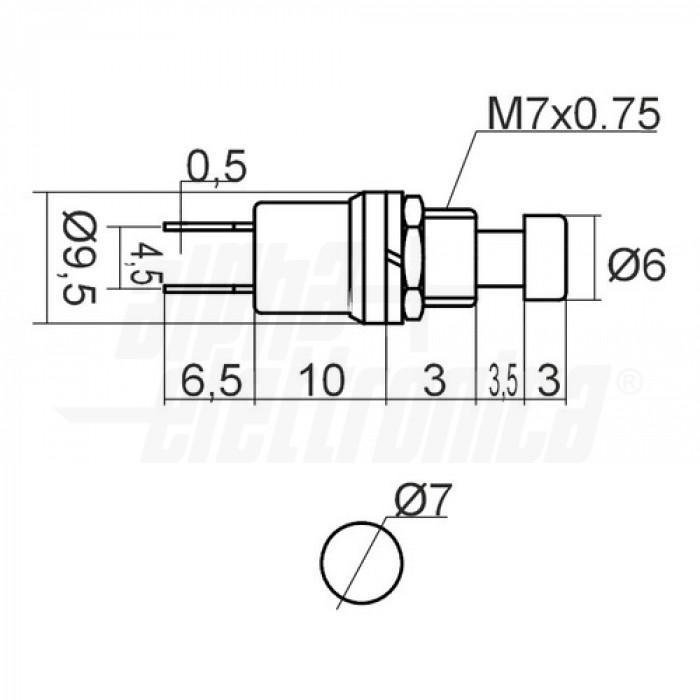 Pulsante a saldare Alpha Elettronica 1P max 3A rosso 2pz - 330-002/B2 02