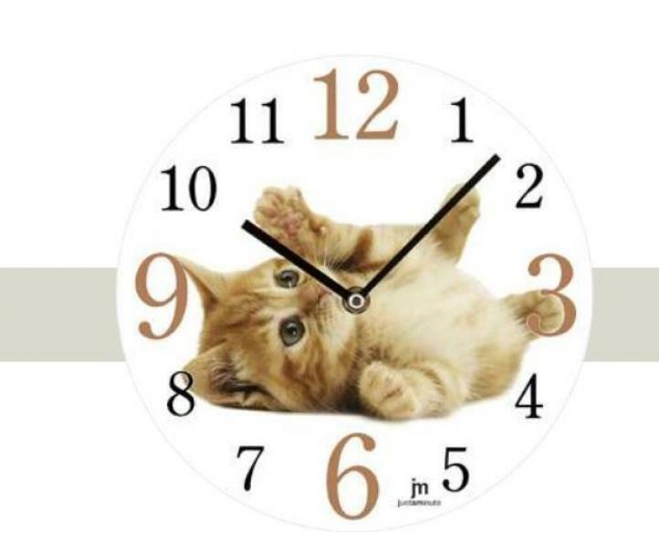 Orologio Lowell da Parete Vetro Gatto u00d8 33,5 cm  Design Originale - 14843 01