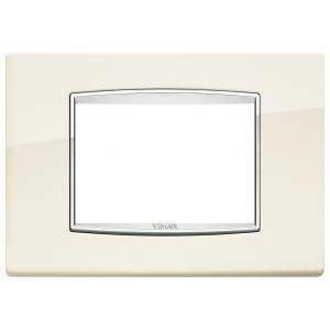 Eikon placca classic metallo 3 posti colore bianco antico cornice cromata 20653.c02
