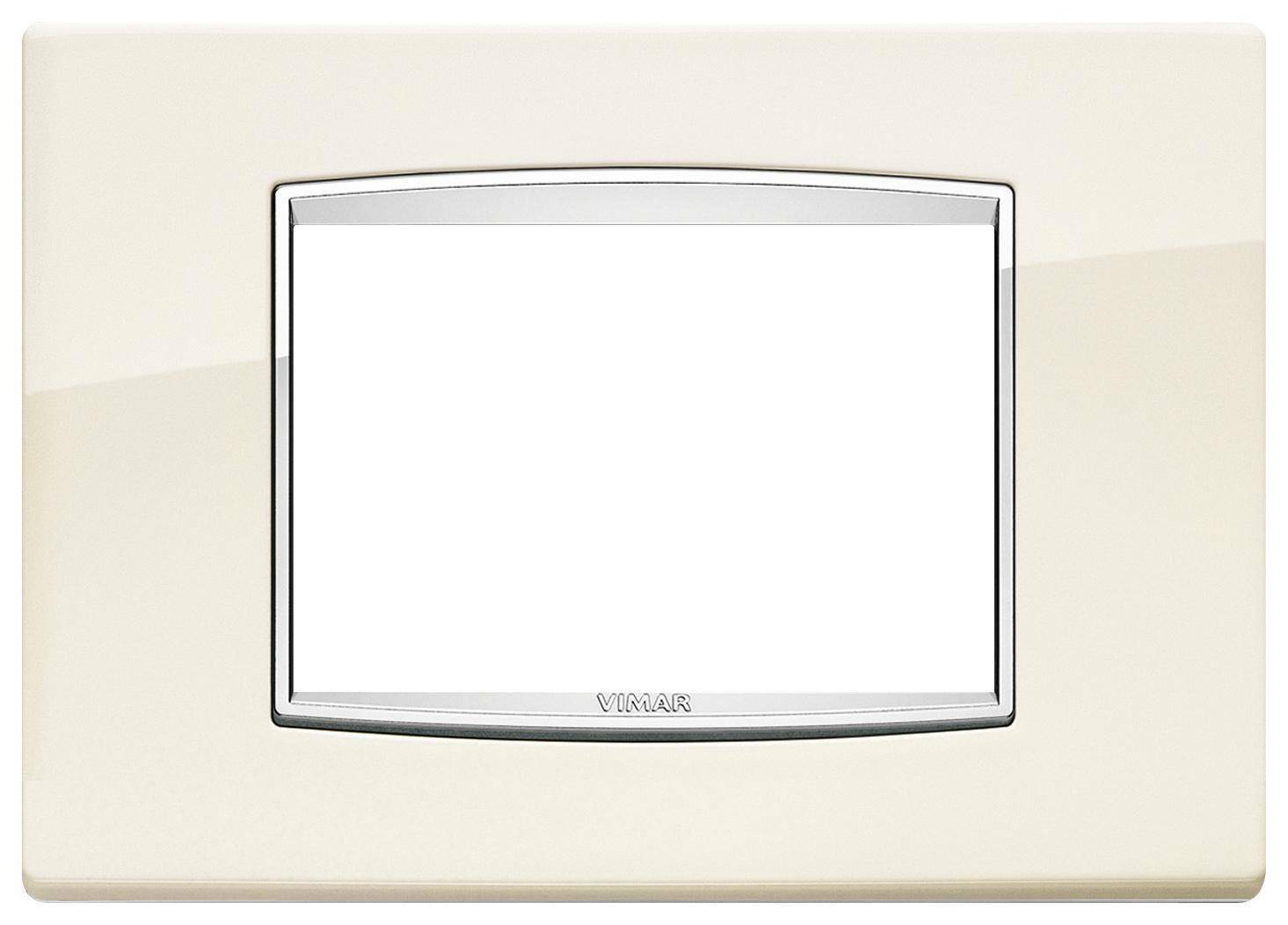 vimar vimar eikon placca classic metallo 3 posti colore bianco antico cornice cromata 20653.c02 - foto 1