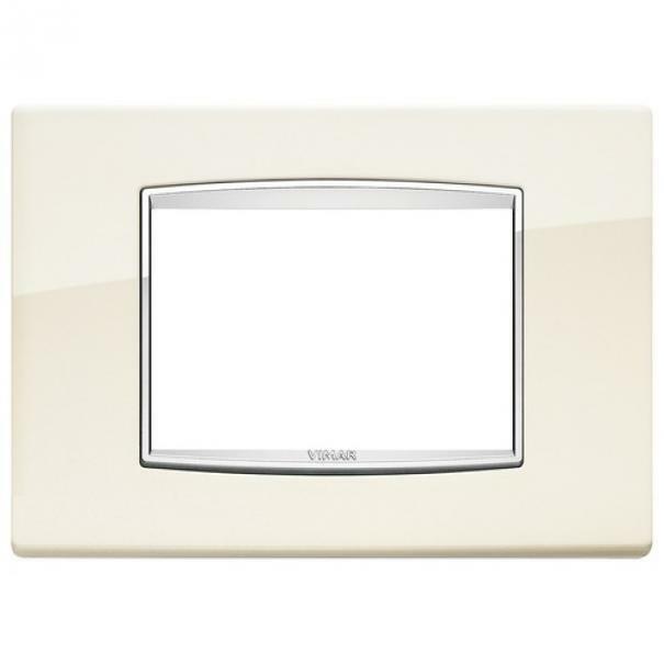 vimar vimar eikon placca classic metallo 3 posti colore bianco antico cornice cromata 20653.c02 - foto 3