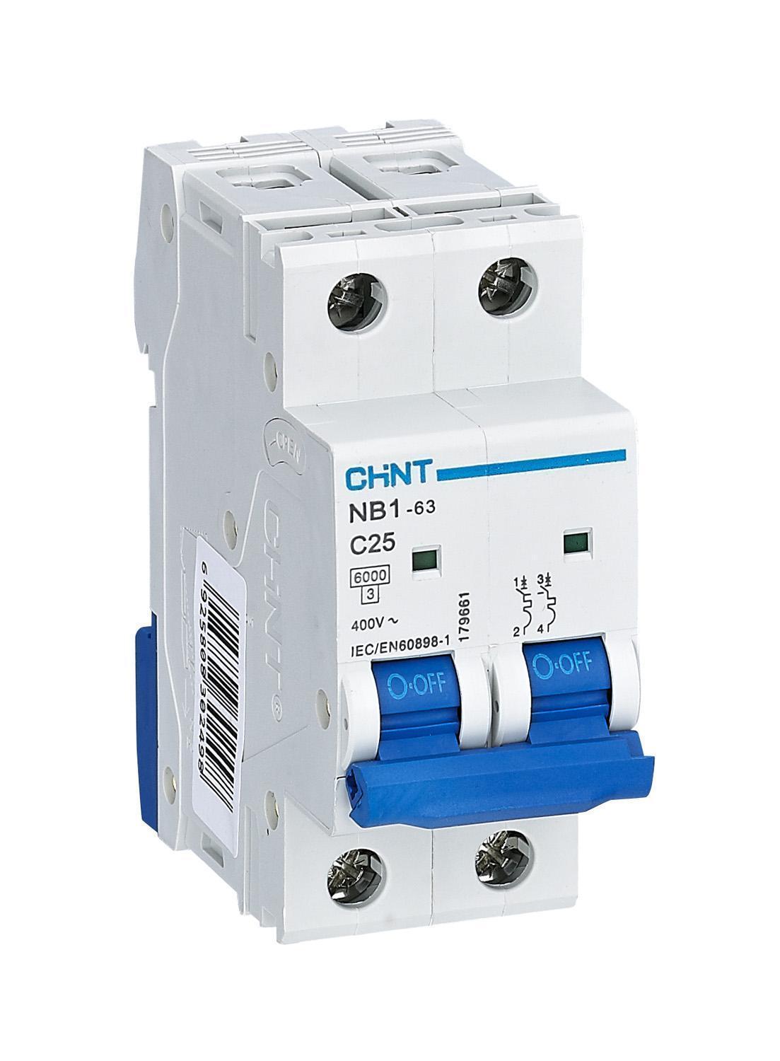 chint chint interruttore magnetotermico 2p 25a 6ka nb1-63 51209 - foto 1