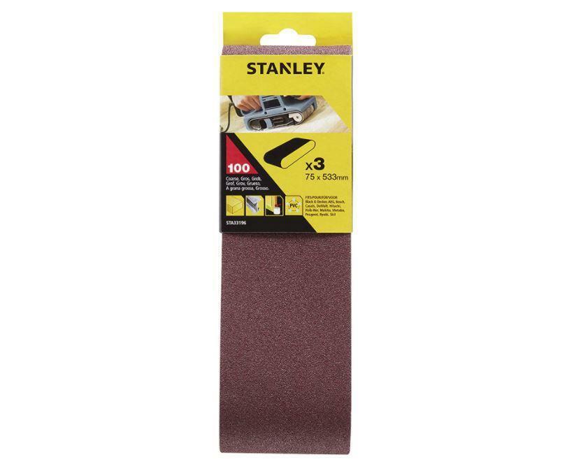  3 Nastri Abrasivi Stanley 75x533 Grana 100 - STA33196-XJ 01