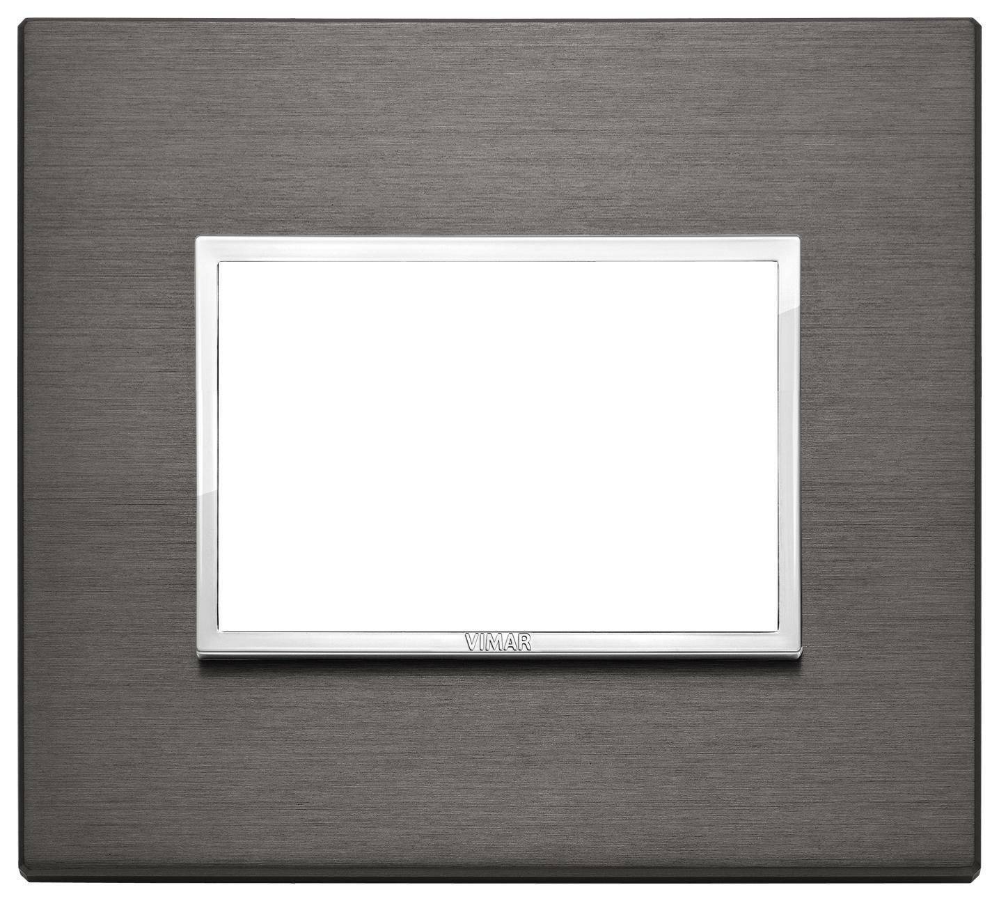vimar vimar eikon evo placca 3 moduli alluminio  colore grigio lava 21653.03 - foto 1