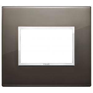 Eikon evo placca 3 moduli alluminio  colore nero zaffiro  21653.06