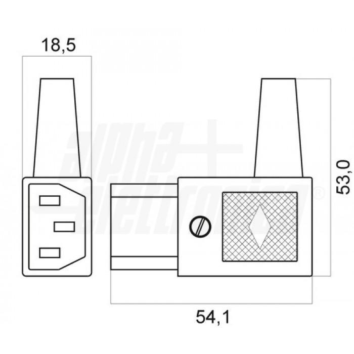 Presa di alimentazione AC Alpha Elettronica con guidacavo laterale max 10A nero - 23 02