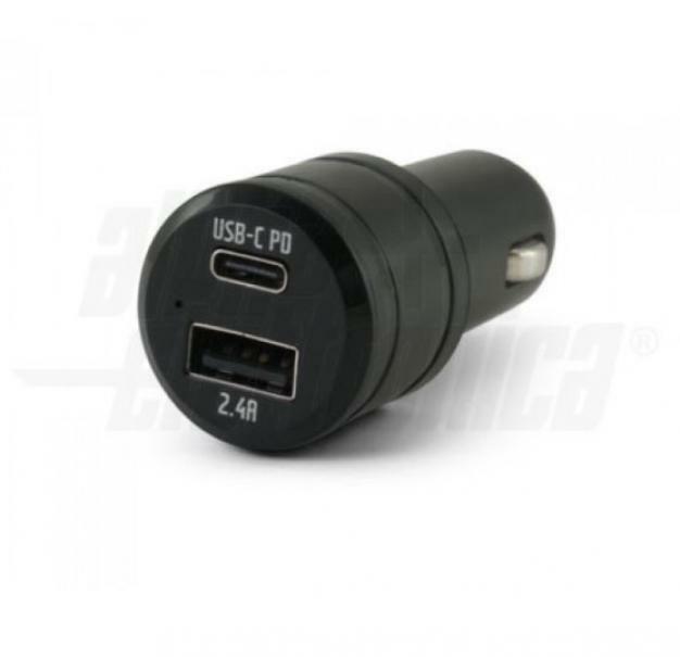 Caricatore USB da auto Alpha Elettronica 30W USB-C + USB-A nero - KR130 01