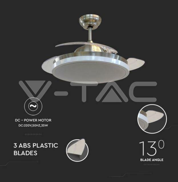 v-tac v-tac ventilatore led da soffitto 30w 3 in 1 3 pale vt-3042-3 7929 - foto 3