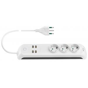 Presa mobile multipla 16a 2p+t+4 usb controllo tramite app cavo 1,5 metri bianca 00447.cc.b