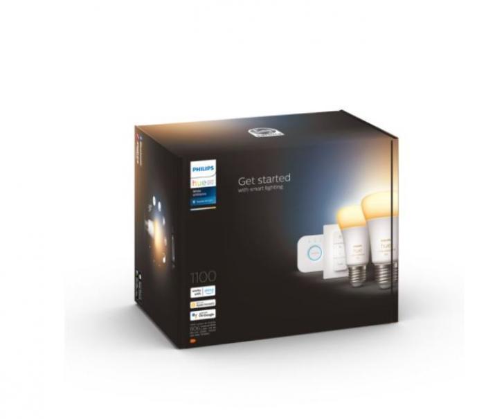 philips hue philips hue starter kit 2 lampadine e27 8w + bridge + dimmer switch 929002468406  29181200 - foto 2