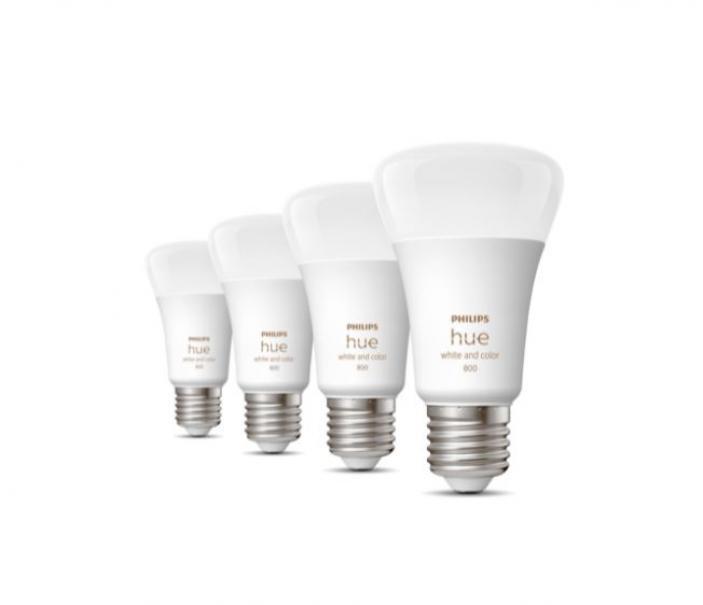 philips hue philips hue 4 lampadine e27 6.5w a60 hue white and color ambiance 929002489604 32840200 - foto 1