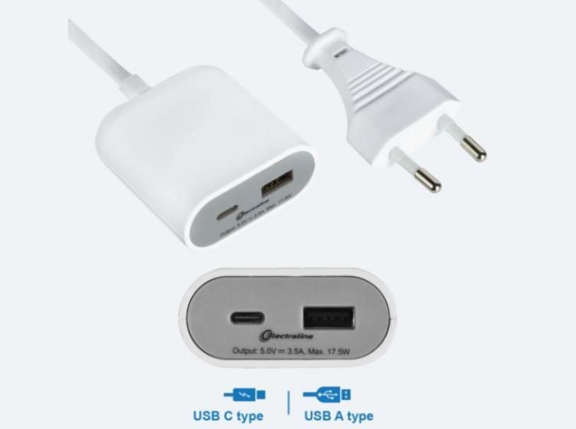 electraline prolunga gummy line electraline 62653- presa usb tipo a e c - foto 1