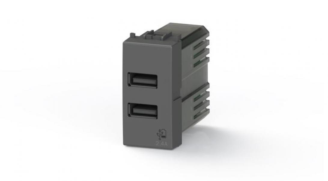 4 box 4 box presa usb con connettore tipo c e tipo a 2.4a vimar arke metal 4b.v19m.usb.24 - foto 1