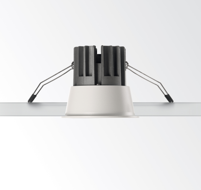 faretto da incasso led ideal lux game trim round vista laterale con molle di fissaggio