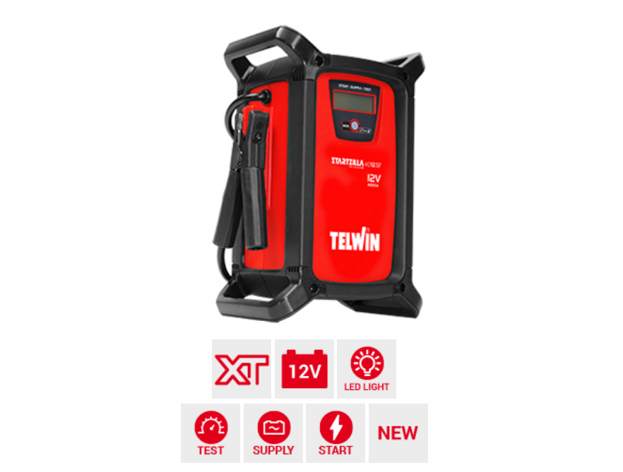 avviatore telwin startzilla 4012 xt 12v con pinze avviamento e display frontale