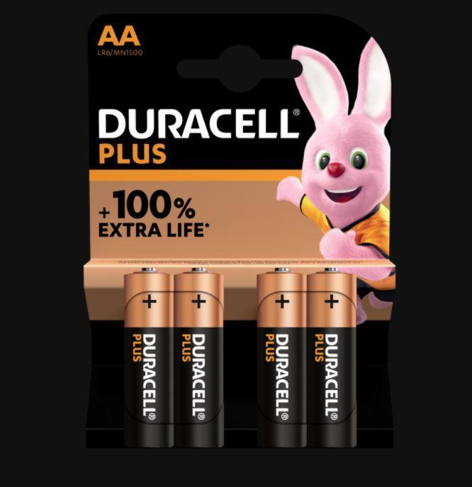 duracell blister 4 batterie aa stilo duracell plus - 100% extra durata mn1500plus - foto 1