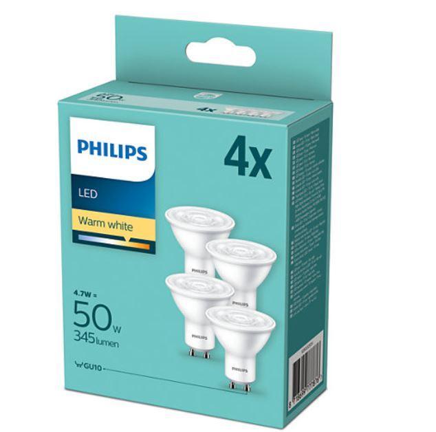 philips lampadina led philips consumer legu1050dis4prr 929001250434-4 pezzi-gu10 4,7w 2700k - foto 2
