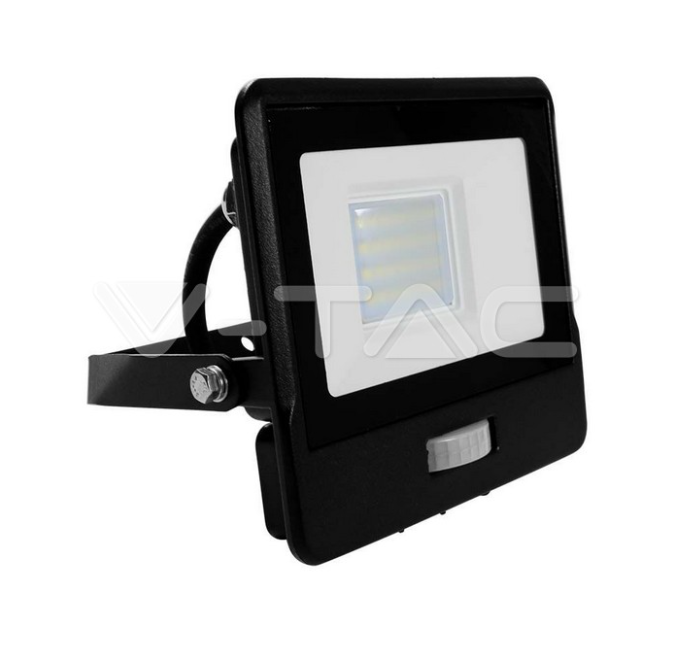 Proiettore led con sensore PIR V-tac 20W 4000K nero VT-128S-1 - 20284 01