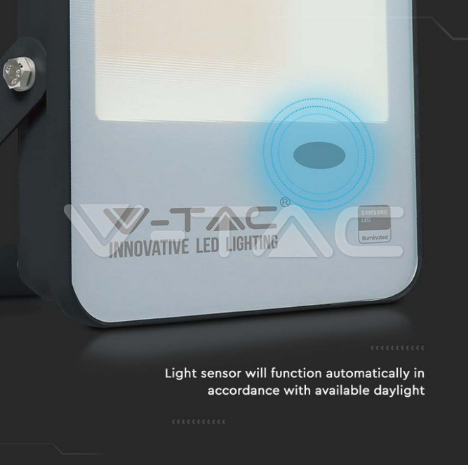 Proiettore led con sensore crepuscolare V-tac 50W 6500K nero VT-57 - 20174 02