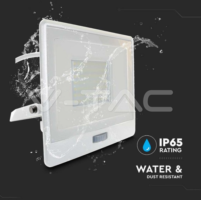 Proiettore led con sensore PIR V-tac 50W 6400K bianco VT-158S-1 - 20303 04