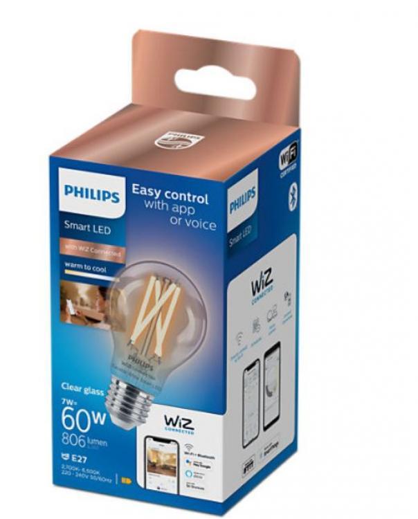 philips lampadina led filament philips consumer 37198900 929003017221-e27 7w 2700-6500k-wiz connected - foto 2