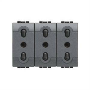 Presa triplex 2p+t 10/16a 250 vac colore antracite l4180/3