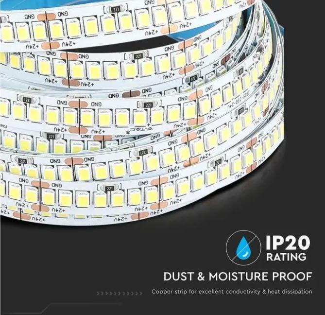 v-tac striscia led 5 metri v-tac 212599 vt-2835-24v 3000k ip20 18w/m - foto 2