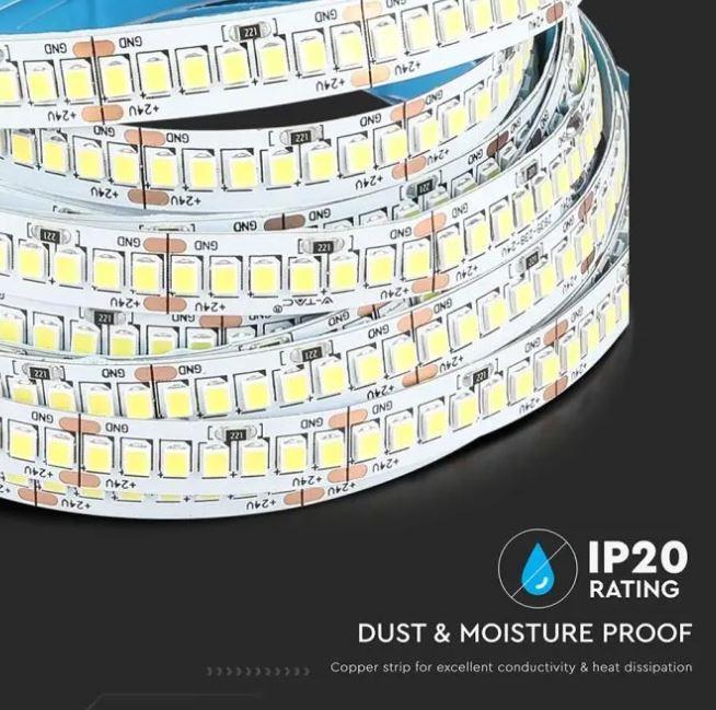 v-tac striscia led 5 metri v-tac 212600 vt-2835-24v 4000k ip20 18w/m - foto 3