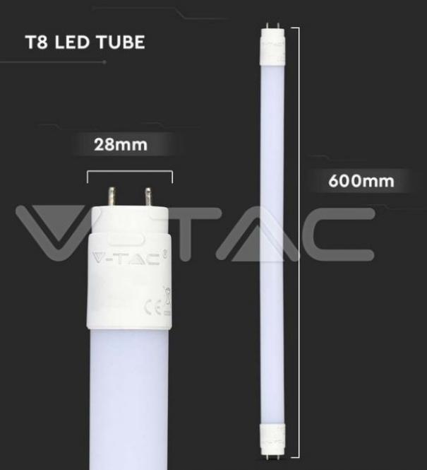 v-tac tubo led t8 v-tac 21650 vt-061-chip samsung- 60cm 9w 3000k - foto 2