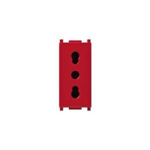Presa 2p bipasso 10/16a rossa serie plana 14203.r
