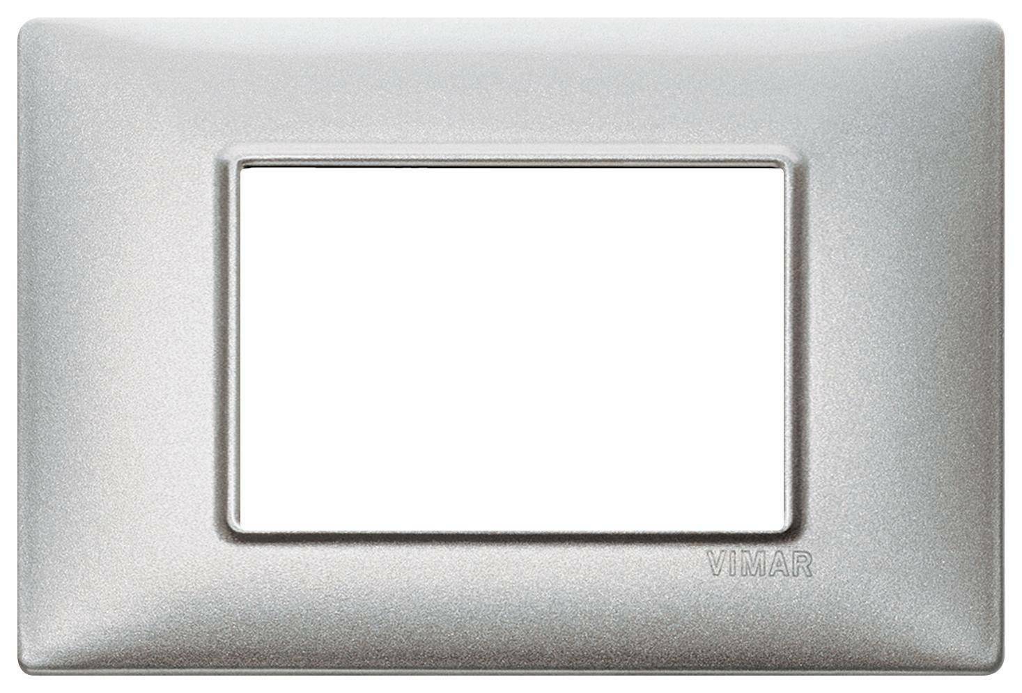 vimar vimar plana placca 3 moduli  metallo colore  argento metallizzato 14653.71 - foto 1