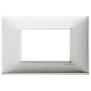 Plana placca 3 moduli metallo colore  alluminio spazzolato 14653.81
