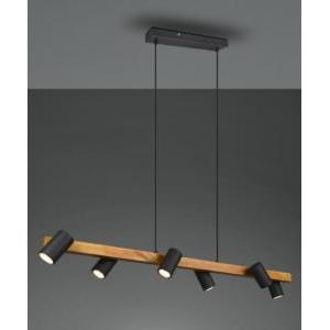 Sospensione marley  312490632-barra legno e 6 cilindri nero opaco