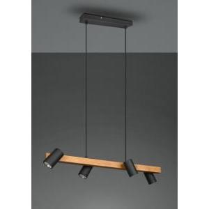 Sospensione marley  312490432-barra legno e 4 cilindri nero opaco