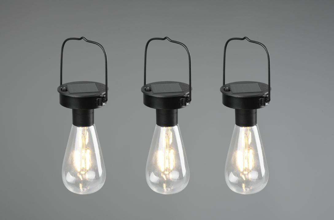 trio lighting kit 3 lampade campus trio lighting nero opaco r35146132 - ip44 luce solare con sensore crepuscolare - foto 1