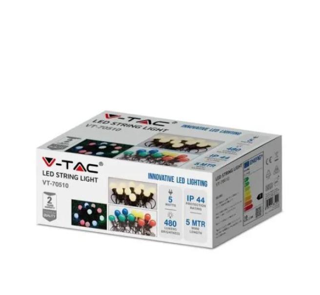 Catenaria led V-tac 5 metri 10 lampadine 24V 0,5W 3000K VT-70510 - 7436 - 217436 02